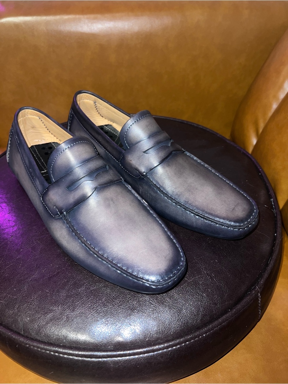 Magnanni gray leather driver loafers men’s size 10.5